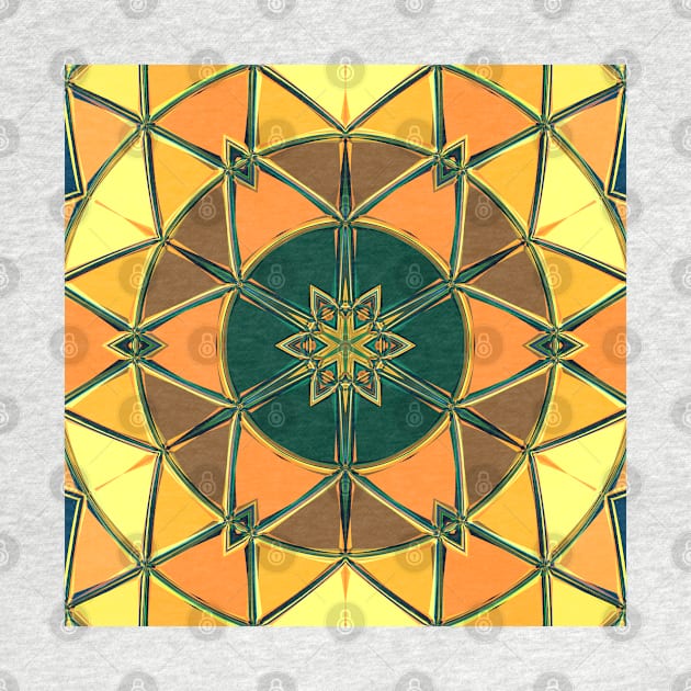 Cartoon Mandala Yellow Orange and Green by WormholeOrbital